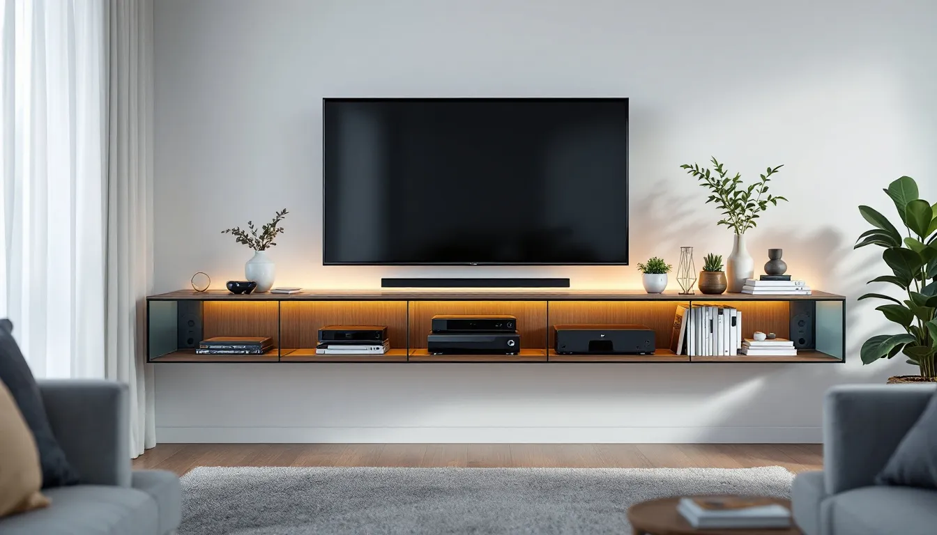Étagère sous TV murale : cachez câbles et organisez votre salon (Aucun changement nécessaire — pas d’année indiquée et aucun des mots à remplacer n’apparaît.)